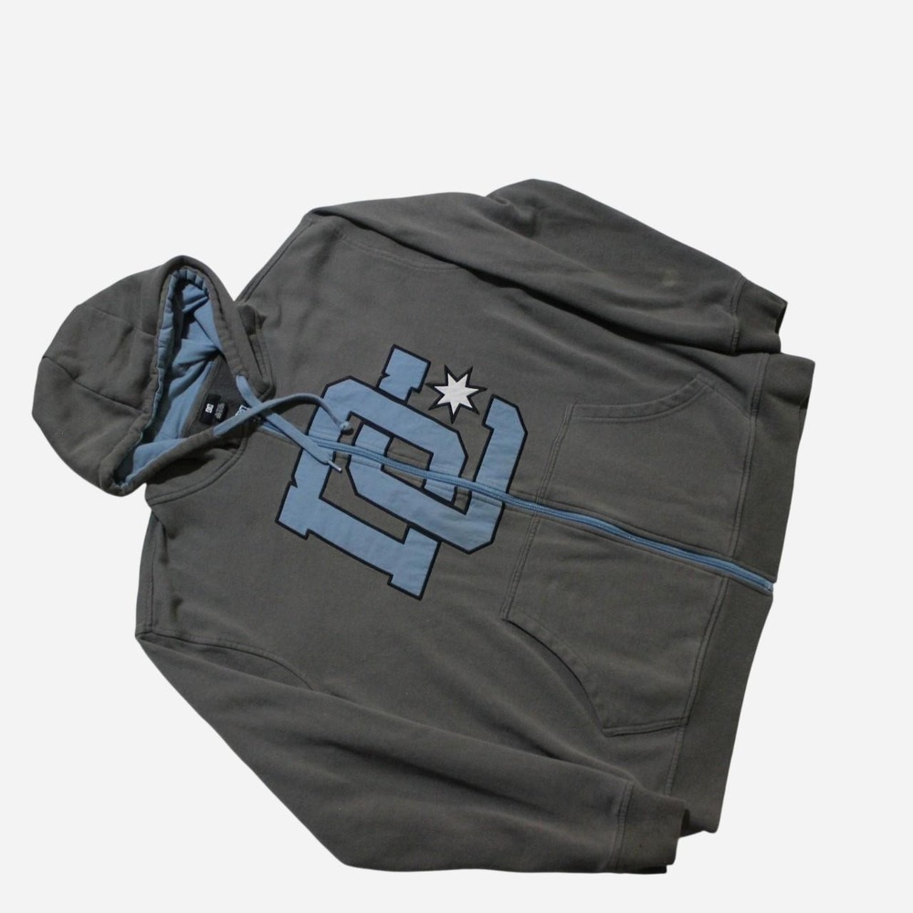 Mens Y2K Skater Streetwear 2000s Punk Zip-up Grey Hoodie